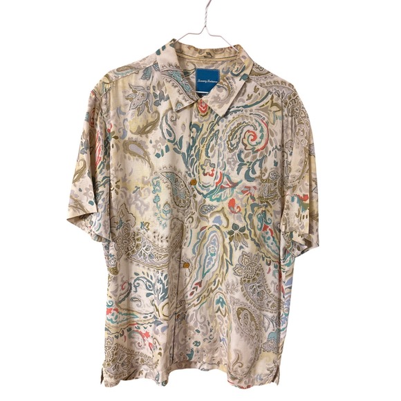 Tommy Bahama Other - Tommy Bahama Mens 100% Silk Paisley Short Sleeve Button Down Camp‎ Shirt M